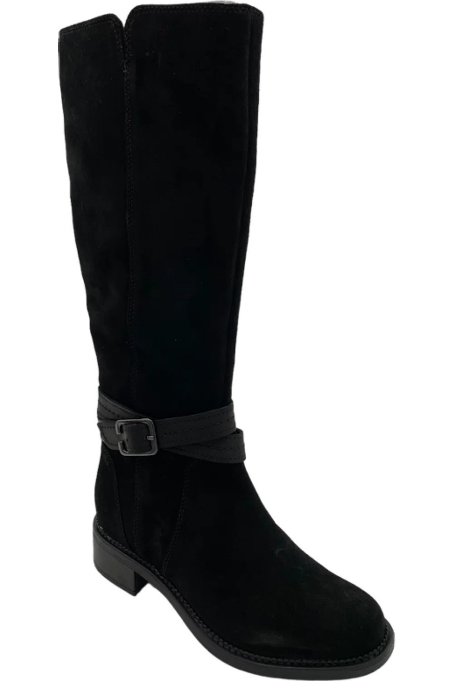 Clarks Maye Shine Riding Boots Black Suede - Wide